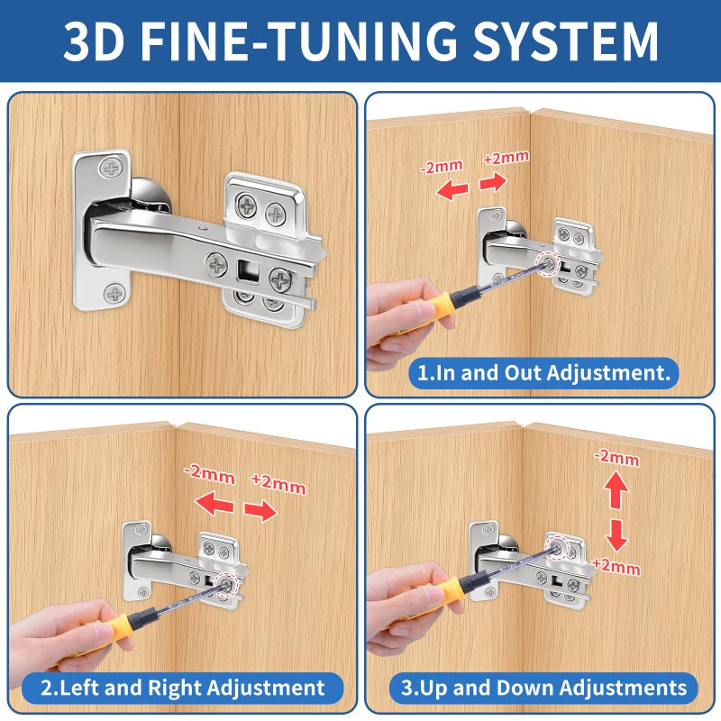 TamBee 45Â°Cabinet Hinges Soft Close Kitchen Door Cabinet Hinge - Concealed, Soft Close, 3D Adjust for 135 Degree Corner Cabinet, Cupboard Hinge Replacement with Mounting Screws, 2 Pack - Image 5